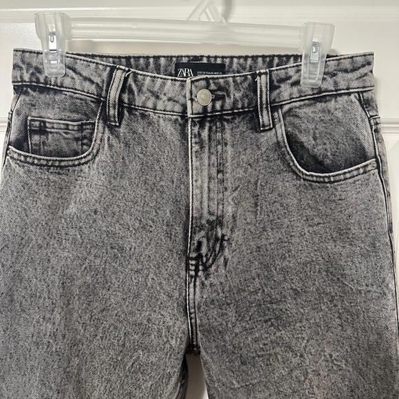 Zara High Rise Jeans Grey Black Acid Wash Denim Size 6 Womens - Picture 4 of 8